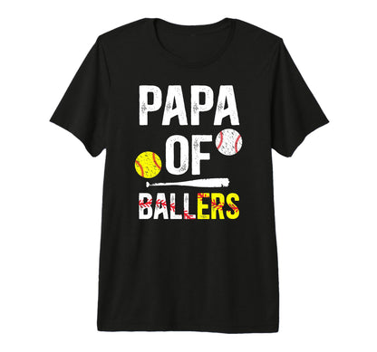 Mens Papa Ballers Baseball Softball T-Shirt - Unique Graphic Men Women - T-Shirt, Sweatshirt, Hoodie