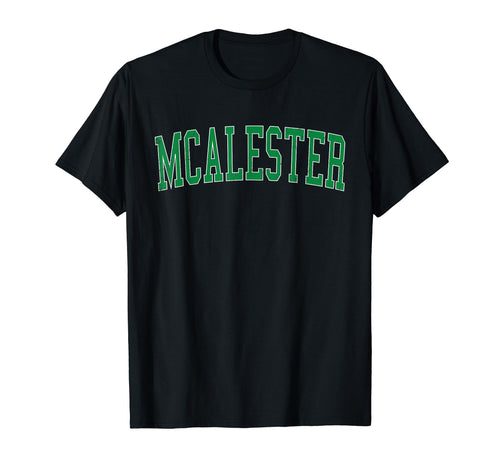 Mcalester Ok Distressed Green Varsity T-Shirt - Minimalist Print for Adults - T-Shirt, Sweatshirt, Hoodie