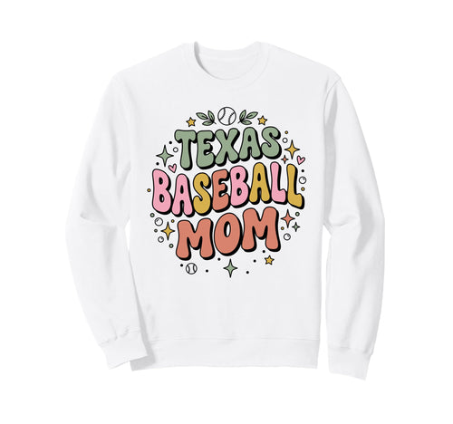 Pastel Boho Texas Baseball Mom Groovy Sweatshirt - Unique Graphic Unisex - T-Shirt, Sweatshirt, Hoodie