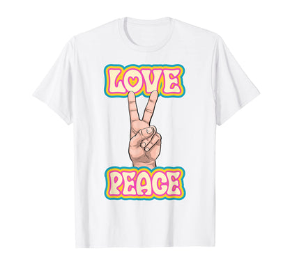 Peace Love Green Yellow Funny Hand T-Shirt - Fun Novelty Design Men Women - T-Shirt, Sweatshirt, Hoodie