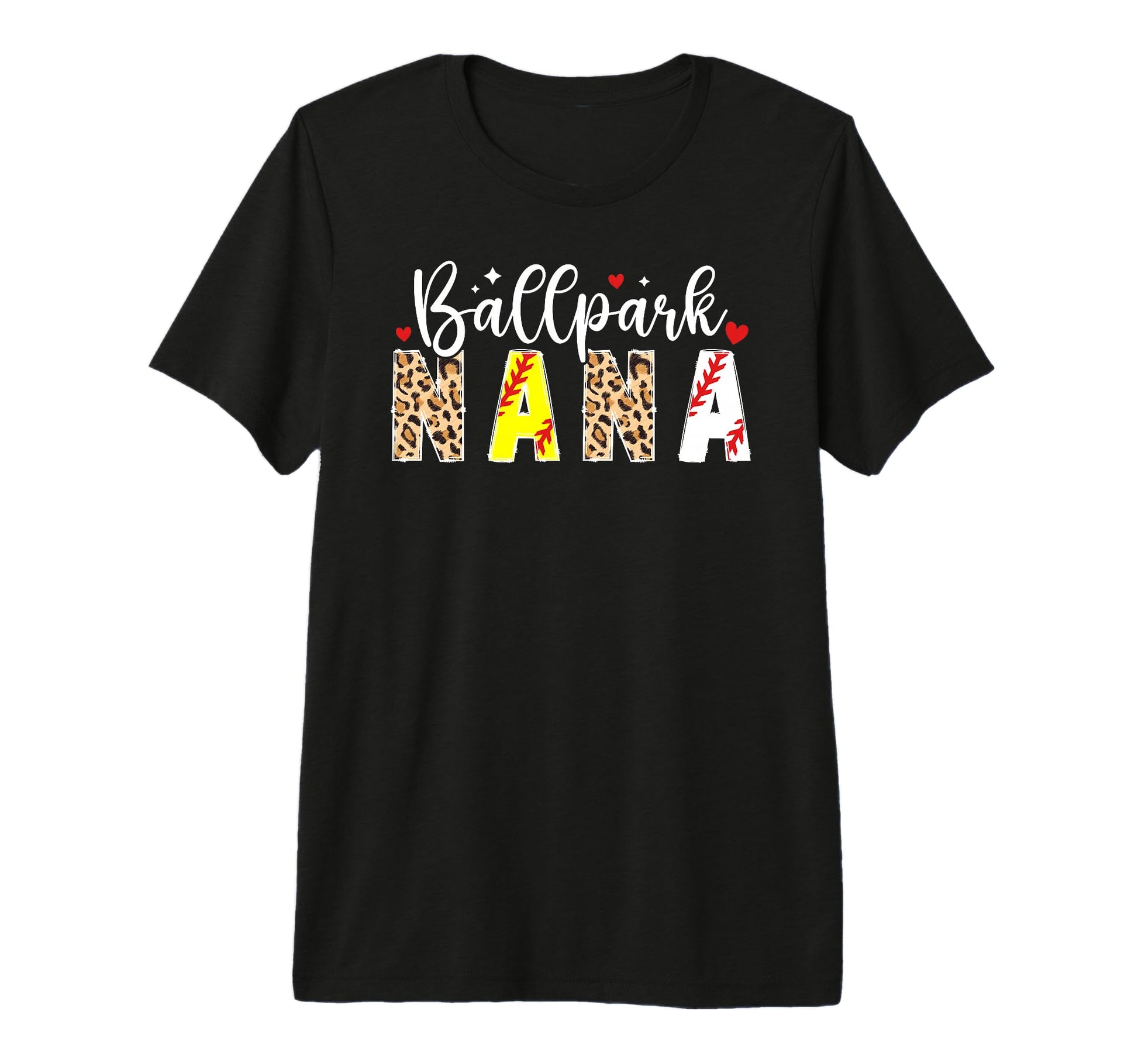 Ballpark Nana Leopard Baseball Softball T-Shirt - Aesthetic Graphic Unisex - T-Shirt, Sweatshirt, Hoodie