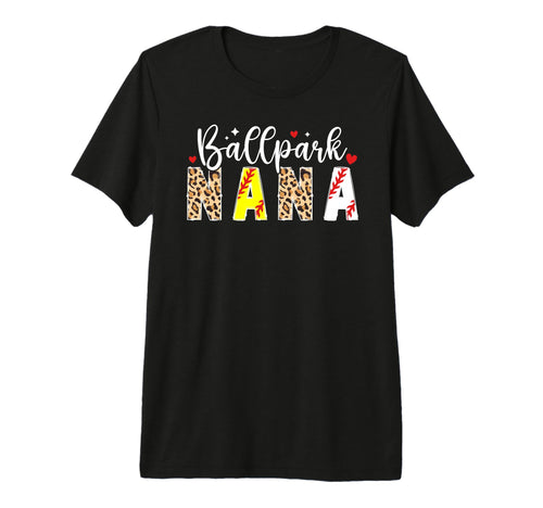 Ballpark Nana Leopard Baseball Softball T-Shirt - Aesthetic Graphic Unisex - T-Shirt, Sweatshirt, Hoodie