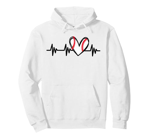 Heartbeat Baseball Heart Love Sports Mom Hoodie - Trendy Graphic for Adults - T-Shirt, Sweatshirt, Hoodie