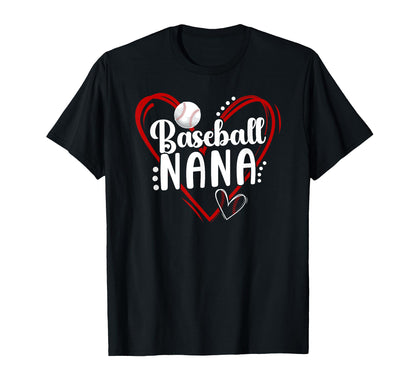 Baseball Nana Heart Nana Baseball T-Shirt - Minimalist Print for Adults - T-Shirt, Sweatshirt, Hoodie