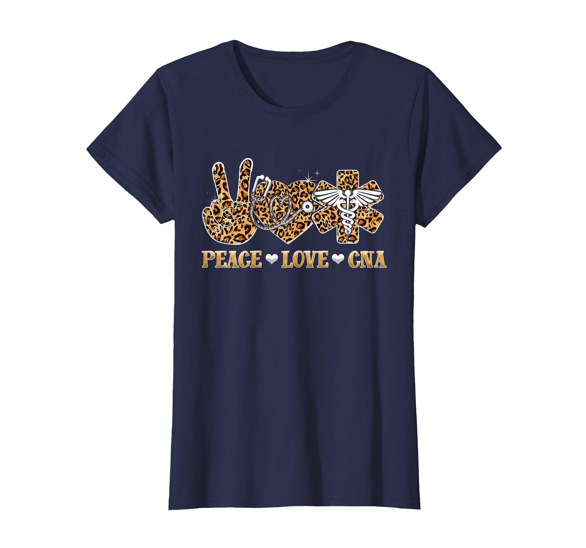 Peace Love Cna Nurse Life Leopard T-Shirt - Graphic Print Unisex - T-Shirt, Sweatshirt, Hoodie