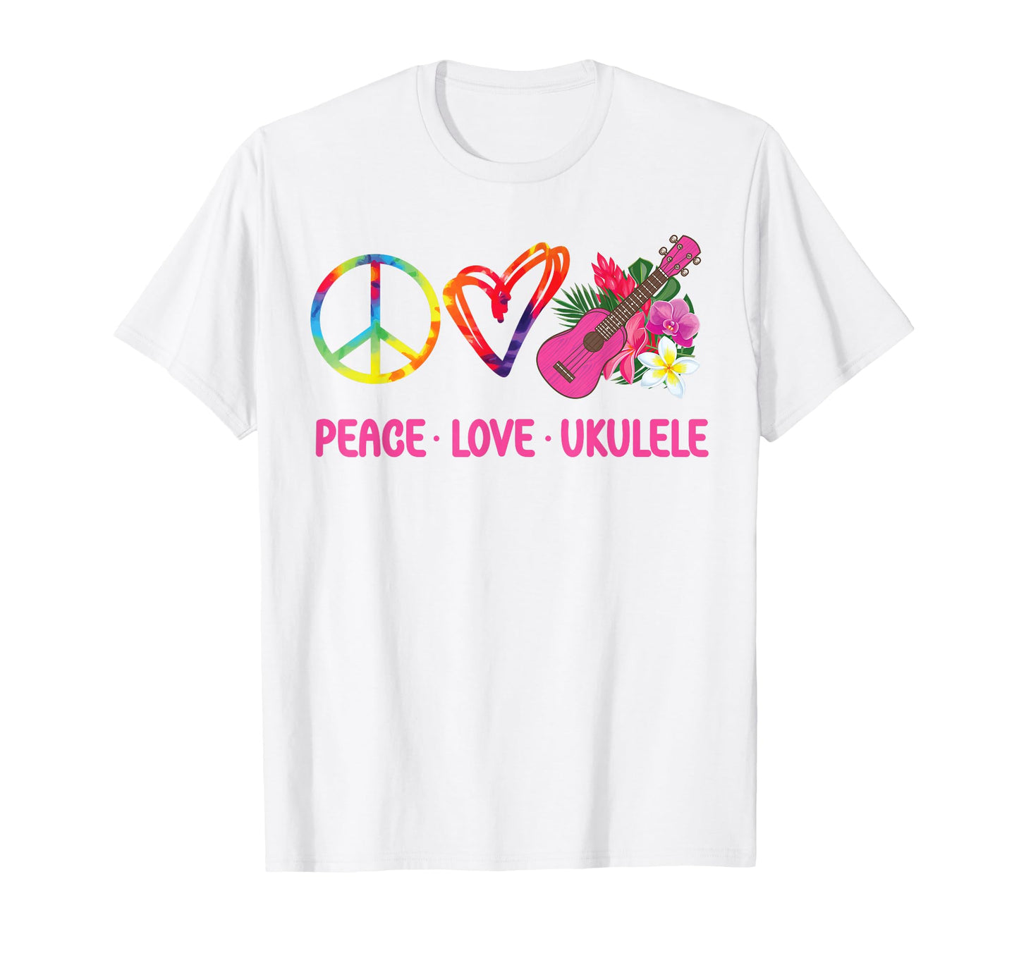Hawaiian Ukulele Uke Tie Dye Peace Love T-Shirt - Unique Graphic Men Women - T-Shirt, Sweatshirt, Hoodie
