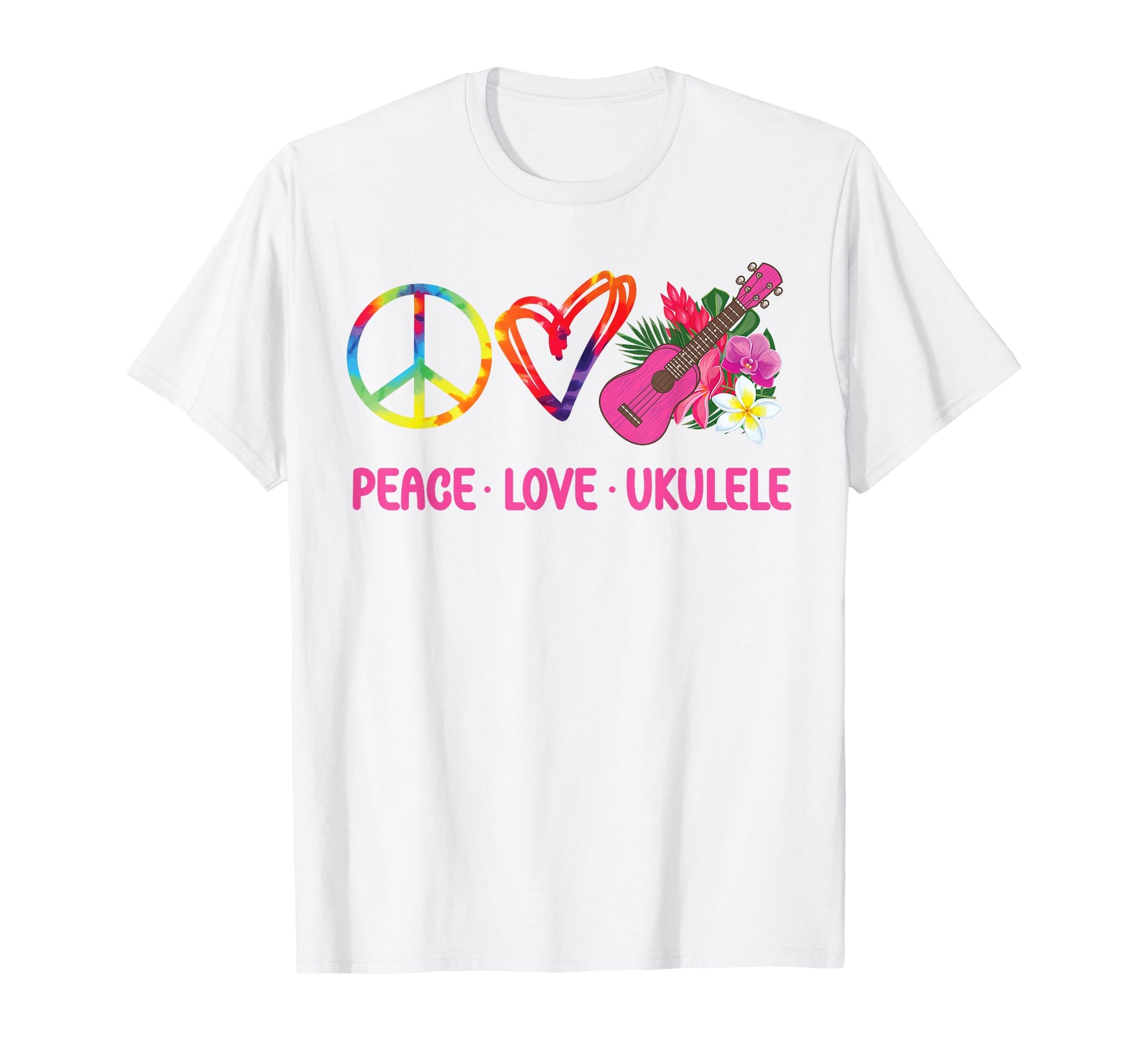 Hawaiian Ukulele Uke Tie Dye Peace Love T-Shirt - Unique Graphic Men Women - T-Shirt, Sweatshirt, Hoodie