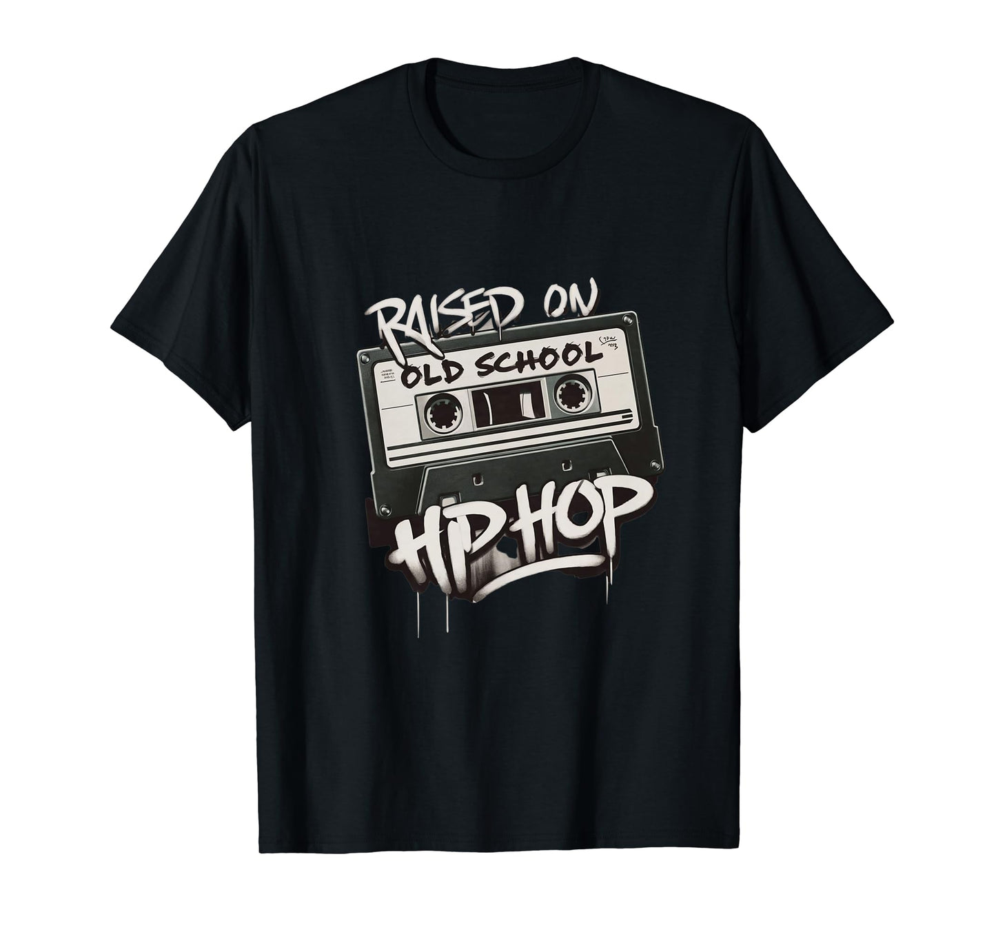 Raised Old School Hip Hop Cassette T-Shirt - Custom Art Print for Adults - T-Shirt, Sweatshirt, Hoodie