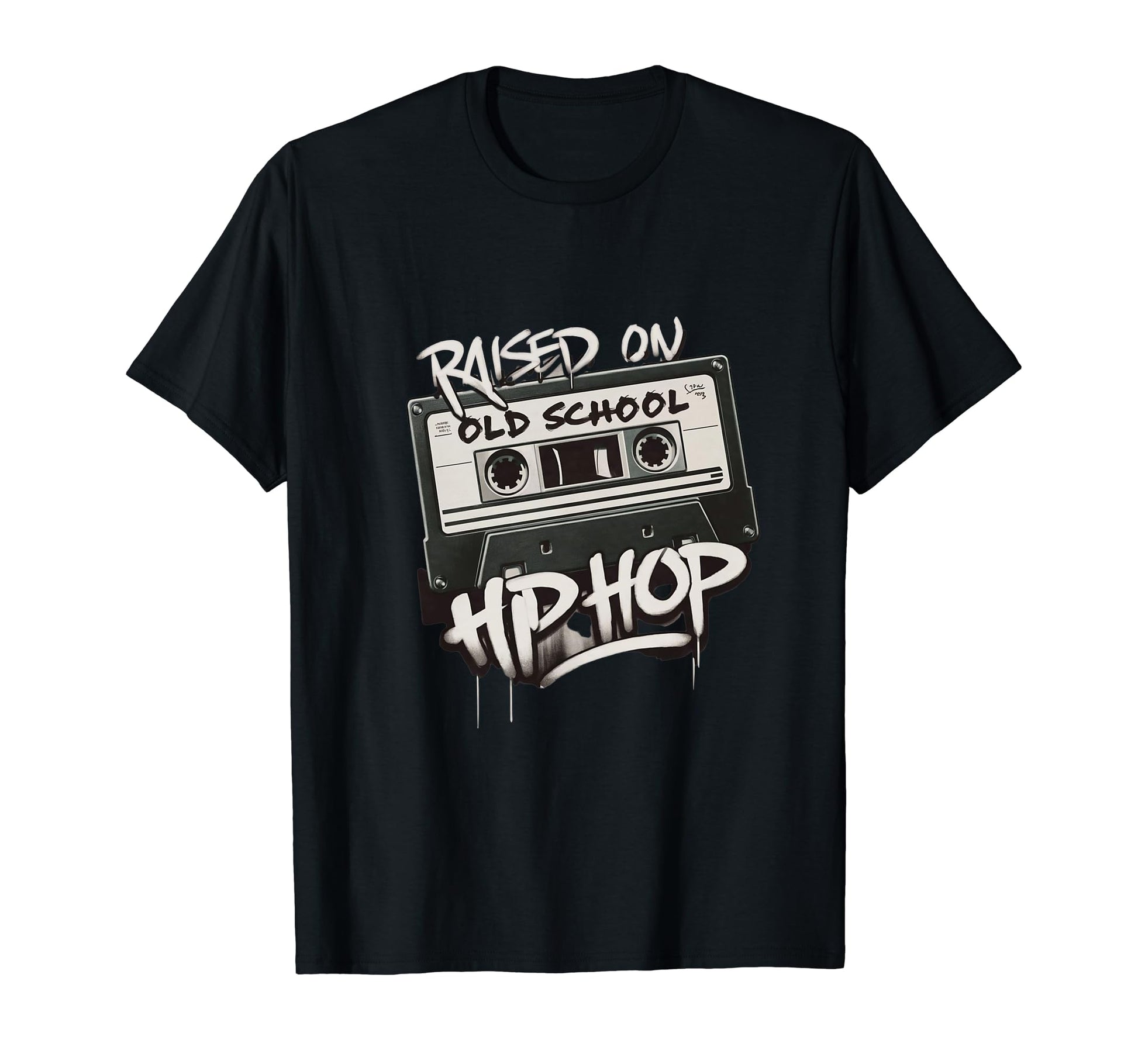Raised Old School Hip Hop Cassette T-Shirt - Custom Art Print for Adults - T-Shirt, Sweatshirt, Hoodie