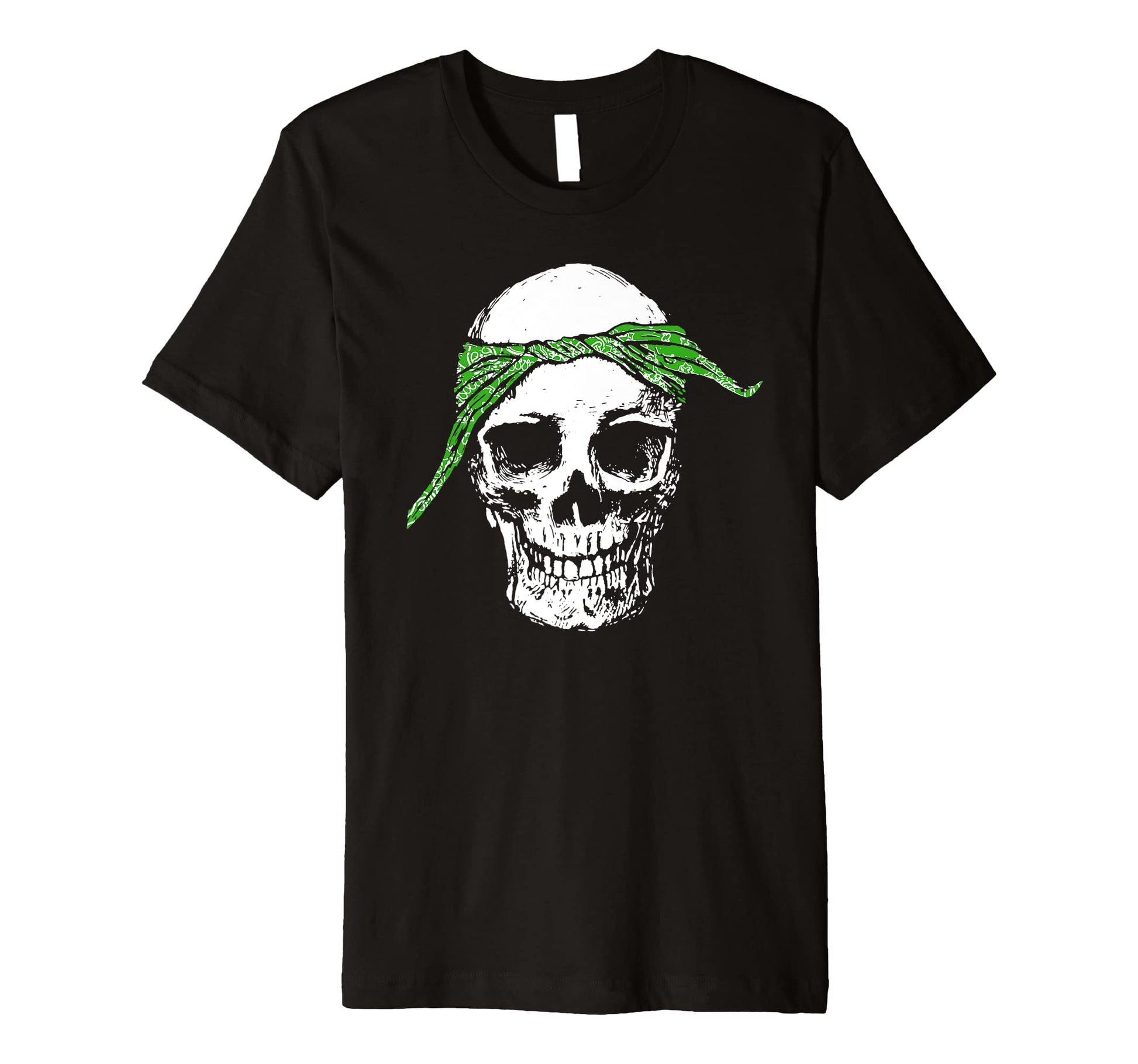 Hiphop Skull Green Do Rag Bandana T-Shirt - Casual Everyday Wear Men Women - T-Shirt, Sweatshirt, Hoodie