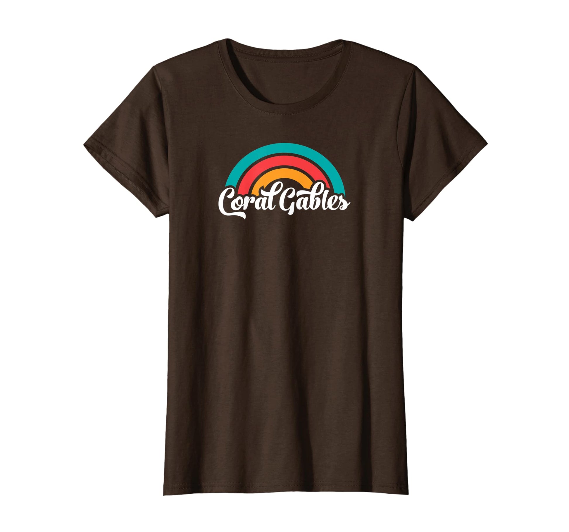 Womens Coral Gables Fl Script Rainbow T-Shirt - Graphic Print for Adults - T-Shirt, Sweatshirt, Hoodie