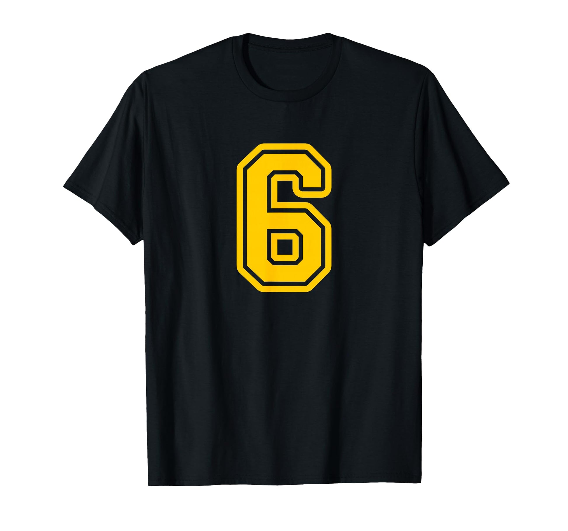 Yellow Sports Team Number 6 T-Shirt - Minimalist Print Unisex - T-Shirt, Sweatshirt, Hoodie