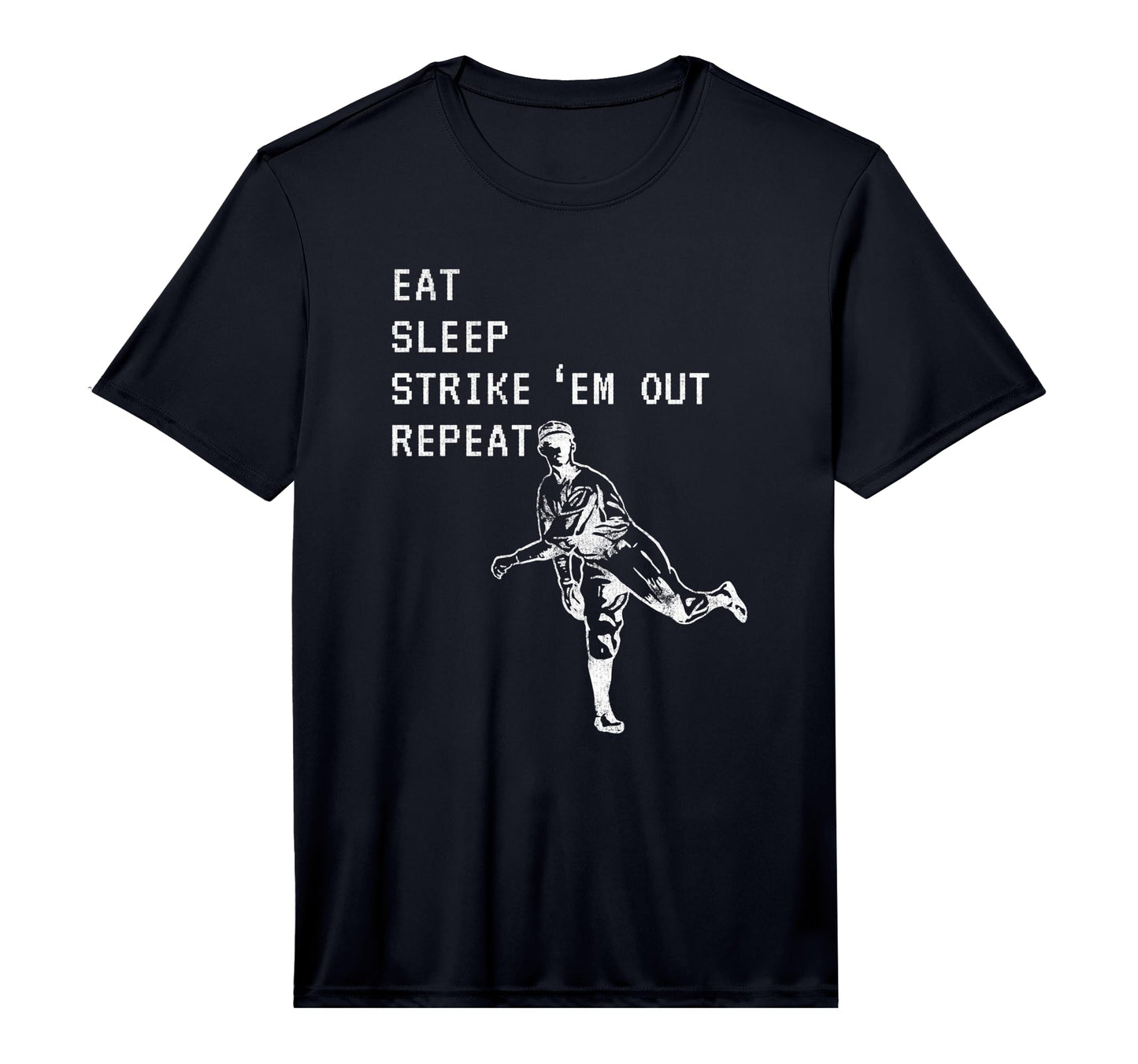 Eat Sleep Strike Em Out Repeat Baseball T-Shirt - Graphic Print Unisex - T-Shirt, Sweatshirt, Hoodie