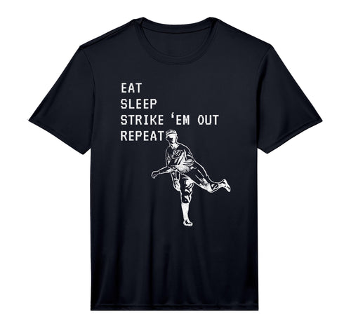 Eat Sleep Strike Em Out Repeat Baseball T-Shirt - Graphic Print Unisex - T-Shirt, Sweatshirt, Hoodie