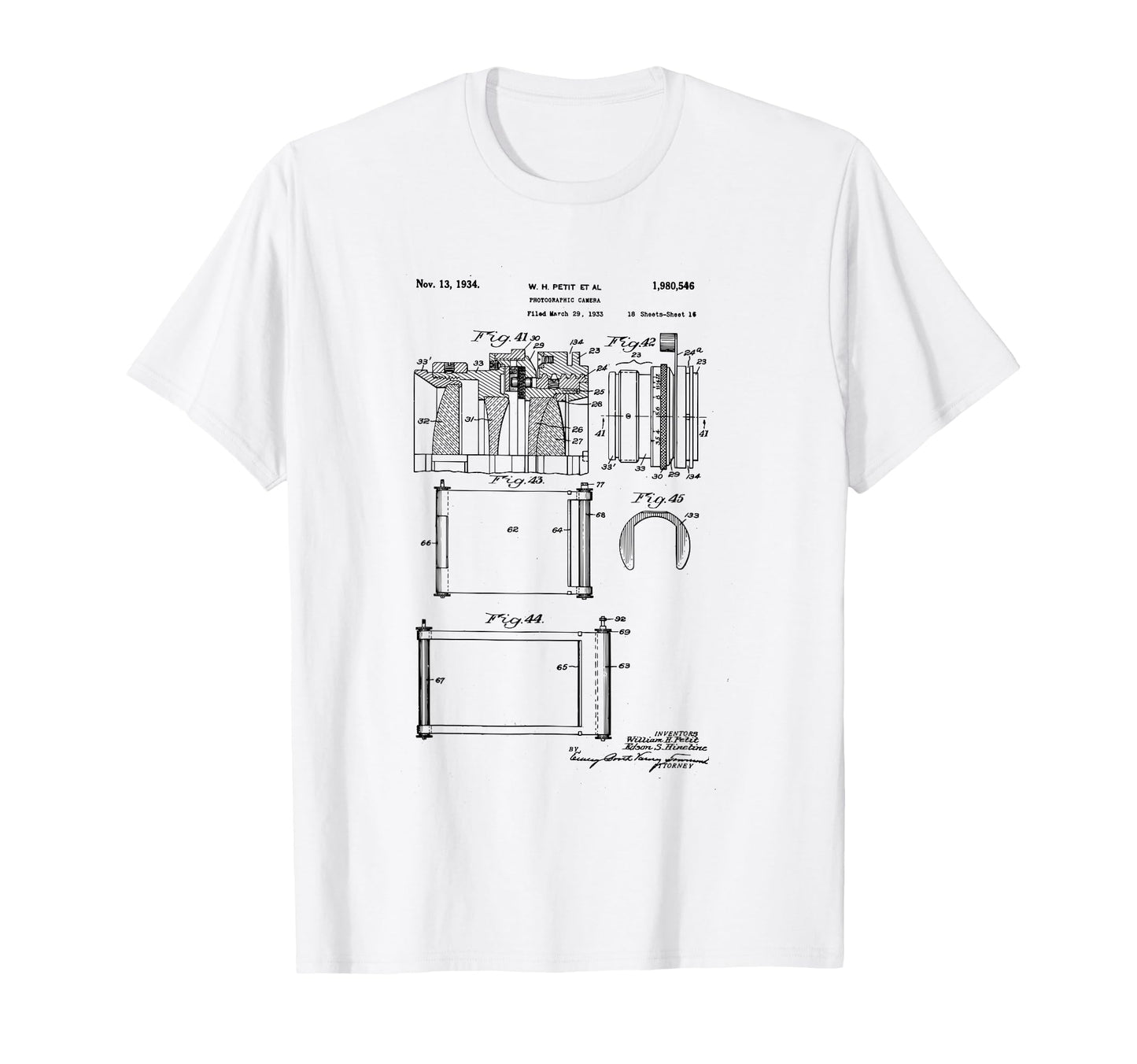 Camera Photographic Patent 1934 Drawing T-Shirt - Novelty Apparel Unisex - T-Shirt, Sweatshirt, Hoodie