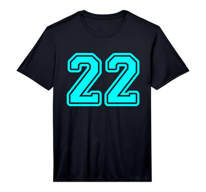 Cyan Sports Team Number 22 Performance T-Shirt - Novelty Apparel Men Women - T-Shirt, Sweatshirt, Hoodie