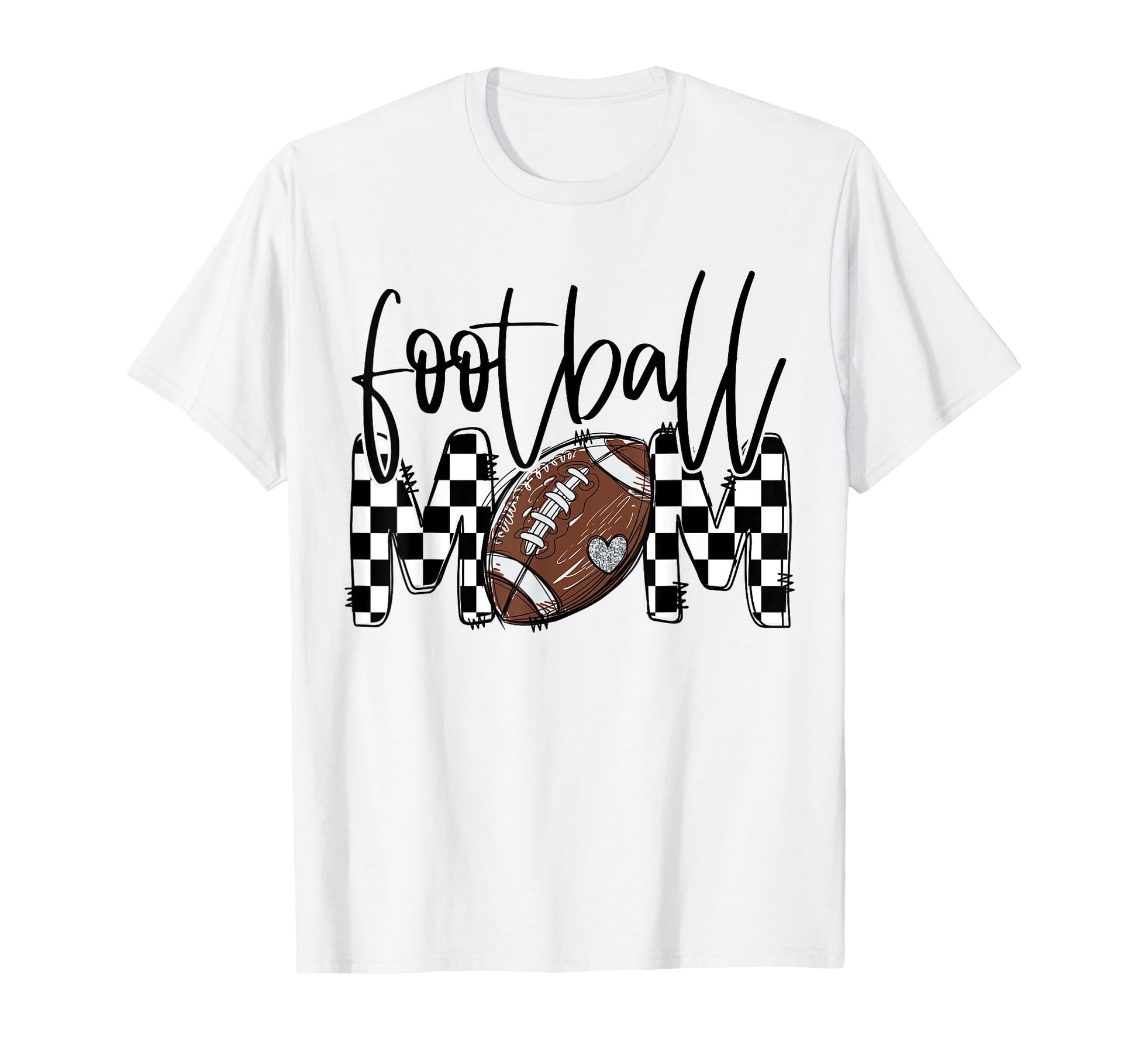 Proud Football Mom Checkered Heart T-Shirt - Aesthetic Graphic Men Women - T-Shirt, Sweatshirt, Hoodie