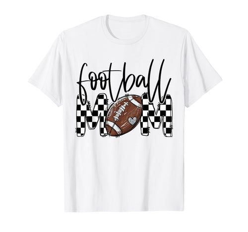 Proud Football Mom Checkered Heart T-Shirt - Aesthetic Graphic Men Women - T-Shirt, Sweatshirt, Hoodie