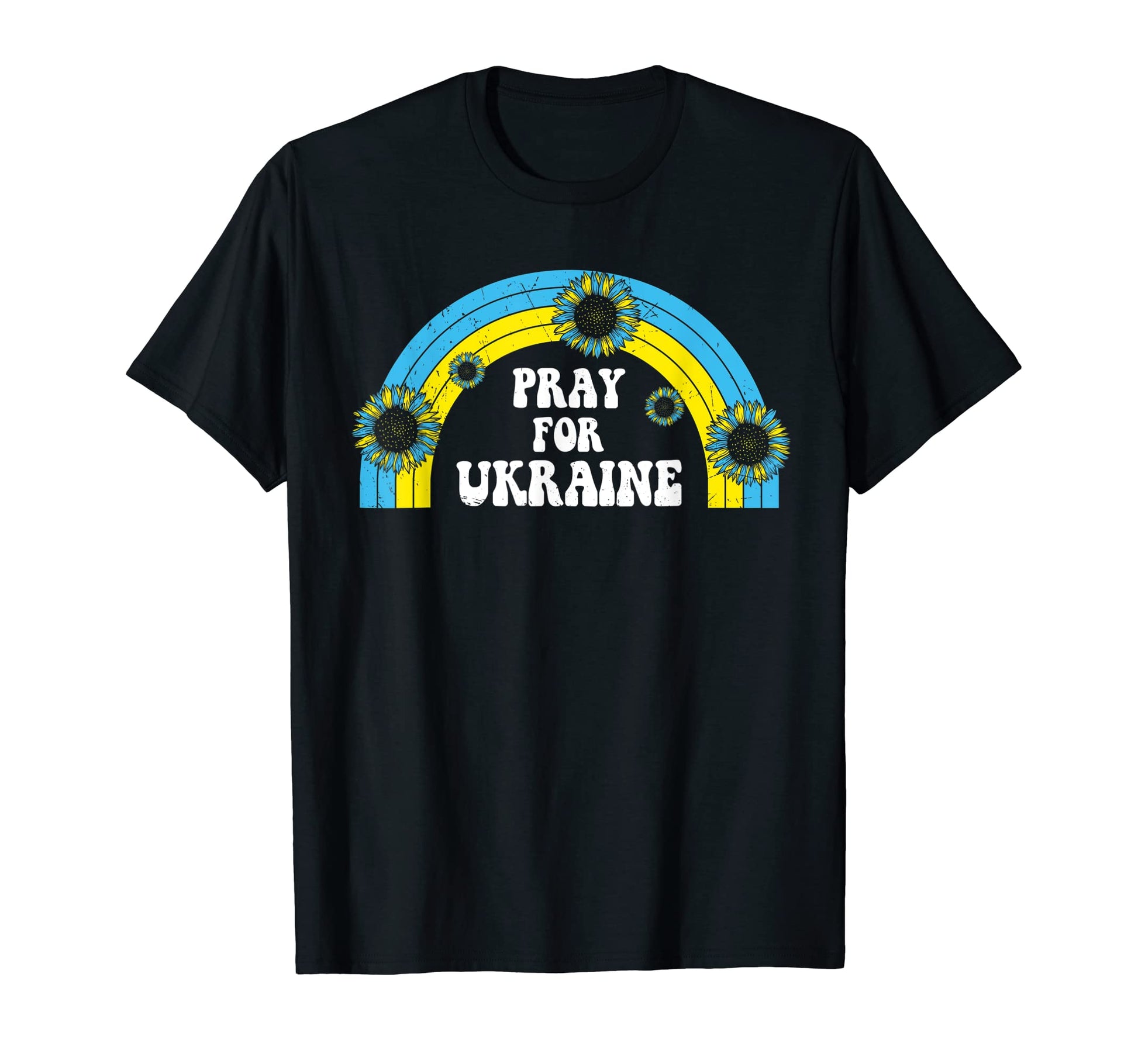 Pray Ukraine Sunflower Blue Yellow Rainbow T-Shirt - Unique Graphic Unisex - T-Shirt, Sweatshirt, Hoodie