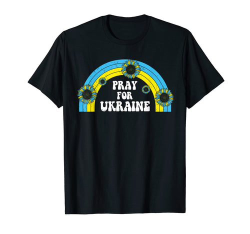 Pray Ukraine Sunflower Blue Yellow Rainbow T-Shirt - Unique Graphic Unisex - T-Shirt, Sweatshirt, Hoodie