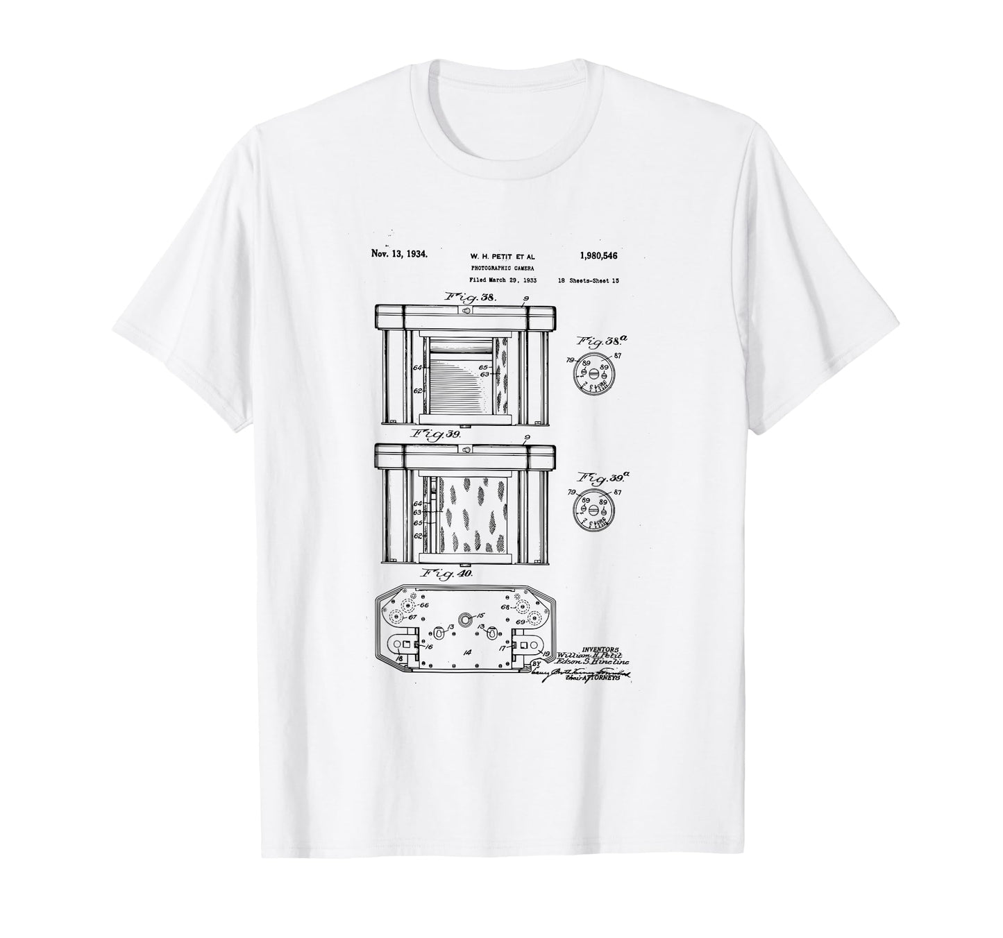 Camera Photographic Patent 1934 T-Shirt - Fun Novelty Design Men Women - T-Shirt, Sweatshirt, Hoodie