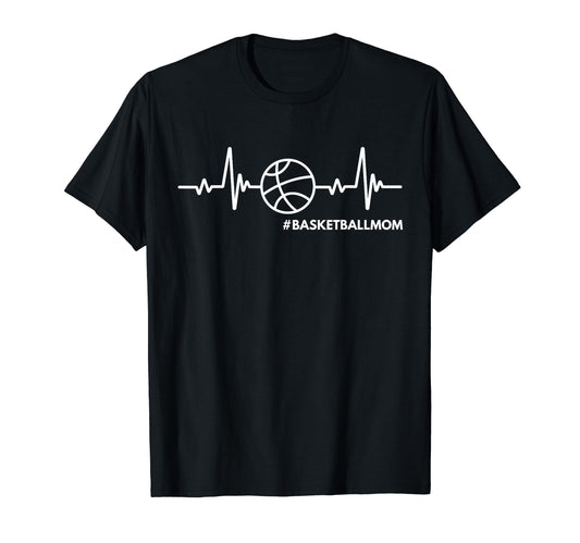 Heartbeat Basketball Mom Funny Sports Mom T-Shirt - Unique Graphic Unisex - T-Shirt, Sweatshirt, Hoodie