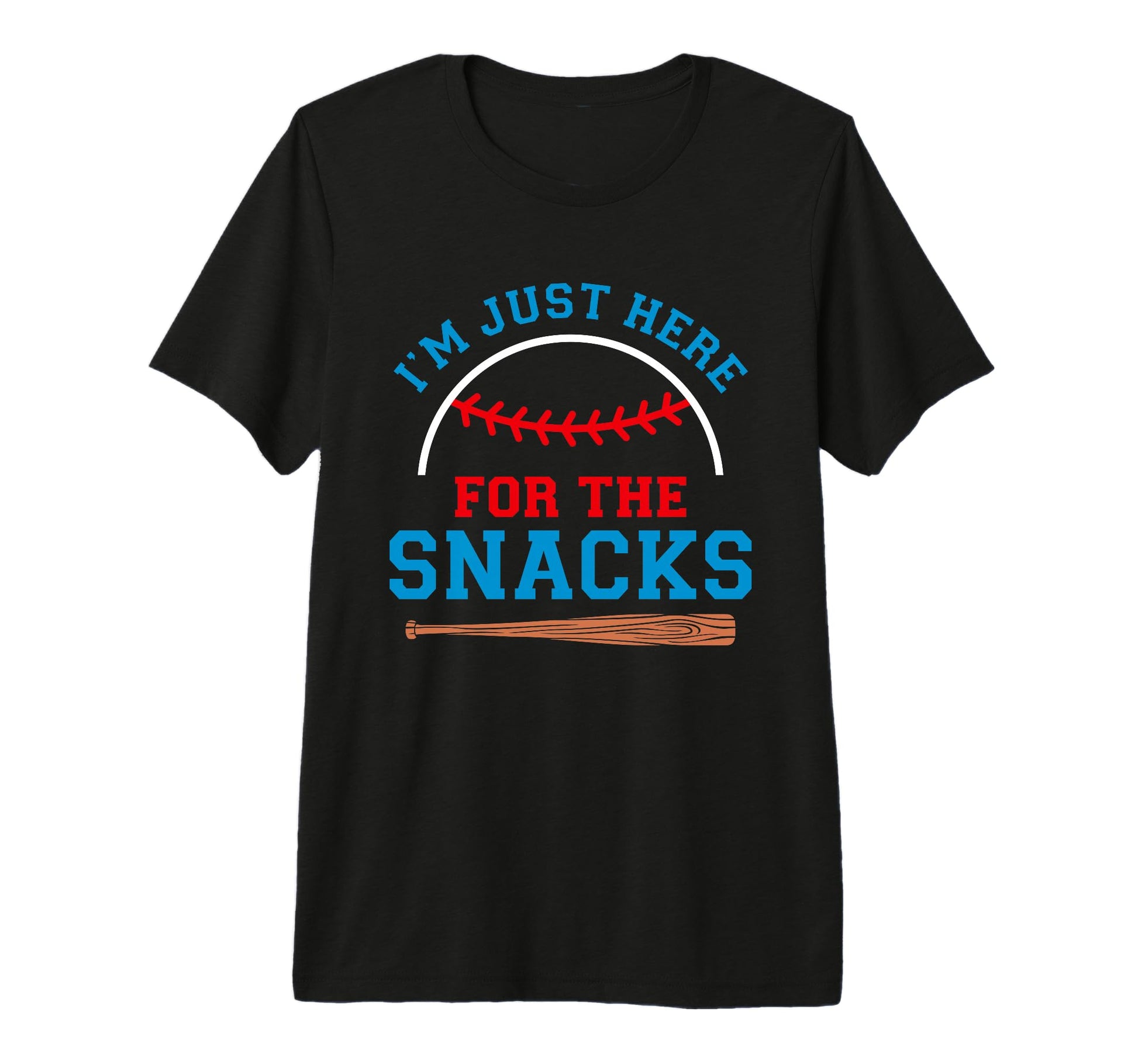 Im Just Here Snacks Funny Baseball T-Shirt - Minimalist Print for Adults - T-Shirt, Sweatshirt, Hoodie