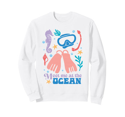 Meet Me Ocean Boho Beach Vacation Sweatshirt - Fun Novelty Design Unisex - T-Shirt, Sweatshirt, Hoodie