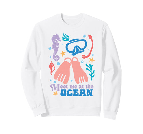 Meet Me Ocean Boho Beach Vacation Sweatshirt - Fun Novelty Design Unisex - T-Shirt, Sweatshirt, Hoodie