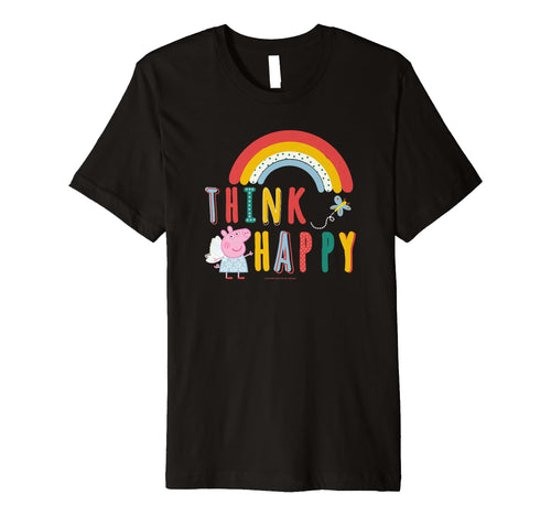 Peppa Pig Think Happy Rainbow Logo T-Shirt - Novelty Apparel for Adults - T-Shirt, Sweatshirt, Hoodie