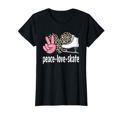 Peace Love Skate Ice Skating T-Shirt - Casual Everyday Wear Men Women - T-Shirt, Sweatshirt, Hoodie