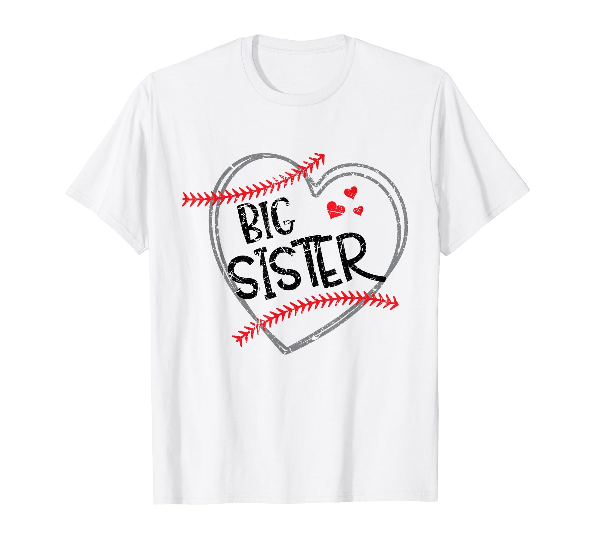 Big Sister Baseball Heart Funny Sporty T-Shirt - Trendy Graphic for Adults - T-Shirt, Sweatshirt, Hoodie