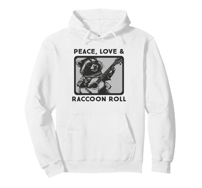 Raccoon Rock And Roll Music Raccoon Hoodie - Minimalist Print Unisex - T-Shirt, Sweatshirt, Hoodie
