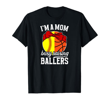 Im Mom Busy Raising Ballers Softball T-Shirt - Custom Art Print for Adults - T-Shirt, Sweatshirt, Hoodie