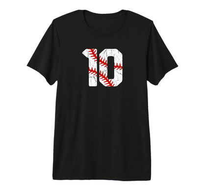 Baseball Player Jersey Number 10 10 T-Shirt - Novelty Apparel for Adults - T-Shirt, Sweatshirt, Hoodie