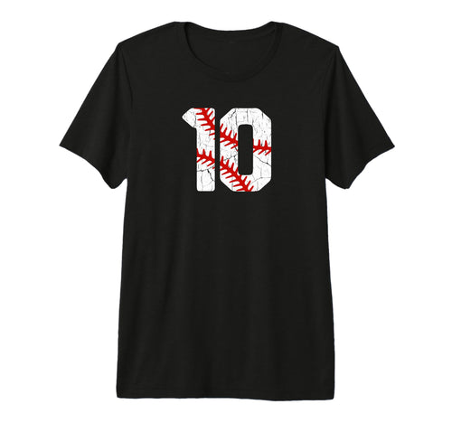 Baseball Player Jersey Number 10 10 T-Shirt - Novelty Apparel for Adults - T-Shirt, Sweatshirt, Hoodie