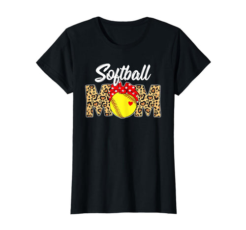 Sofball Mom Leopard Messy Bun Game Day T-Shirt - Fun Novelty Design Unisex - T-Shirt, Sweatshirt, Hoodie