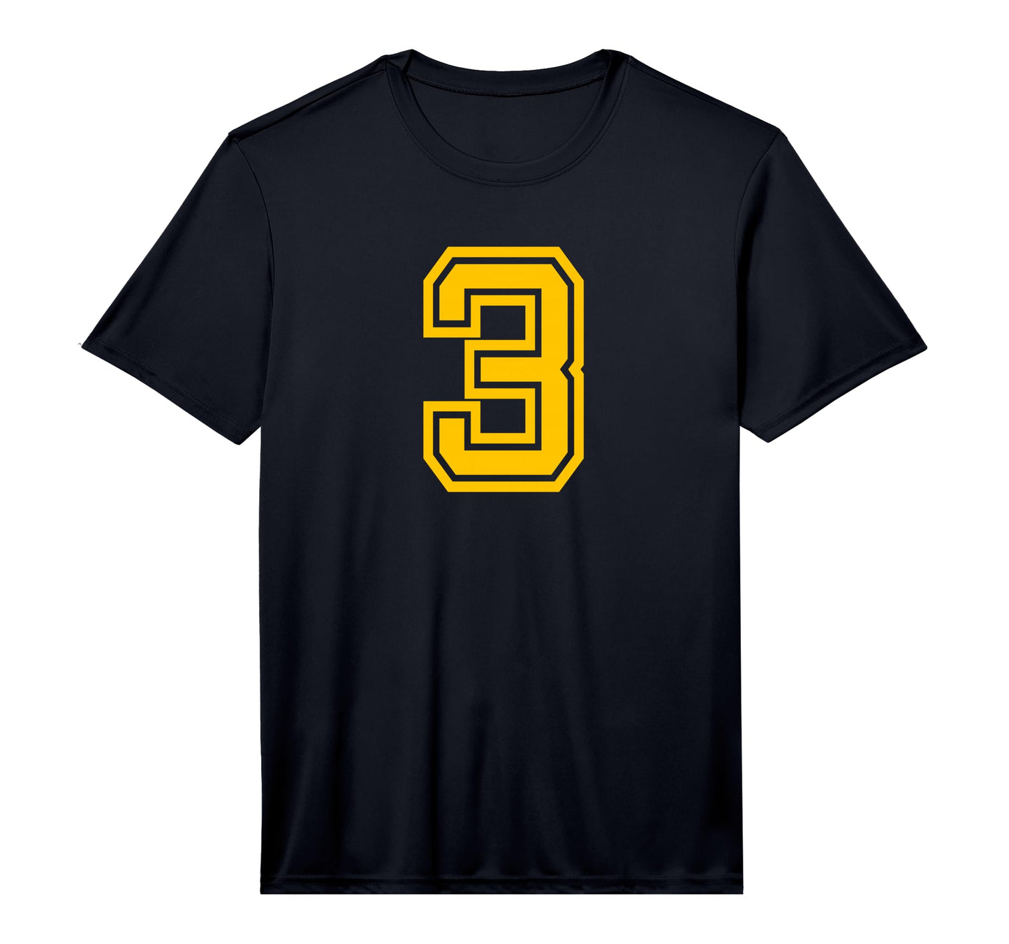 Yellow Sports Team Number 3 Performance T-Shirt - Graphic Print for Adults - T-Shirt, Sweatshirt, Hoodie