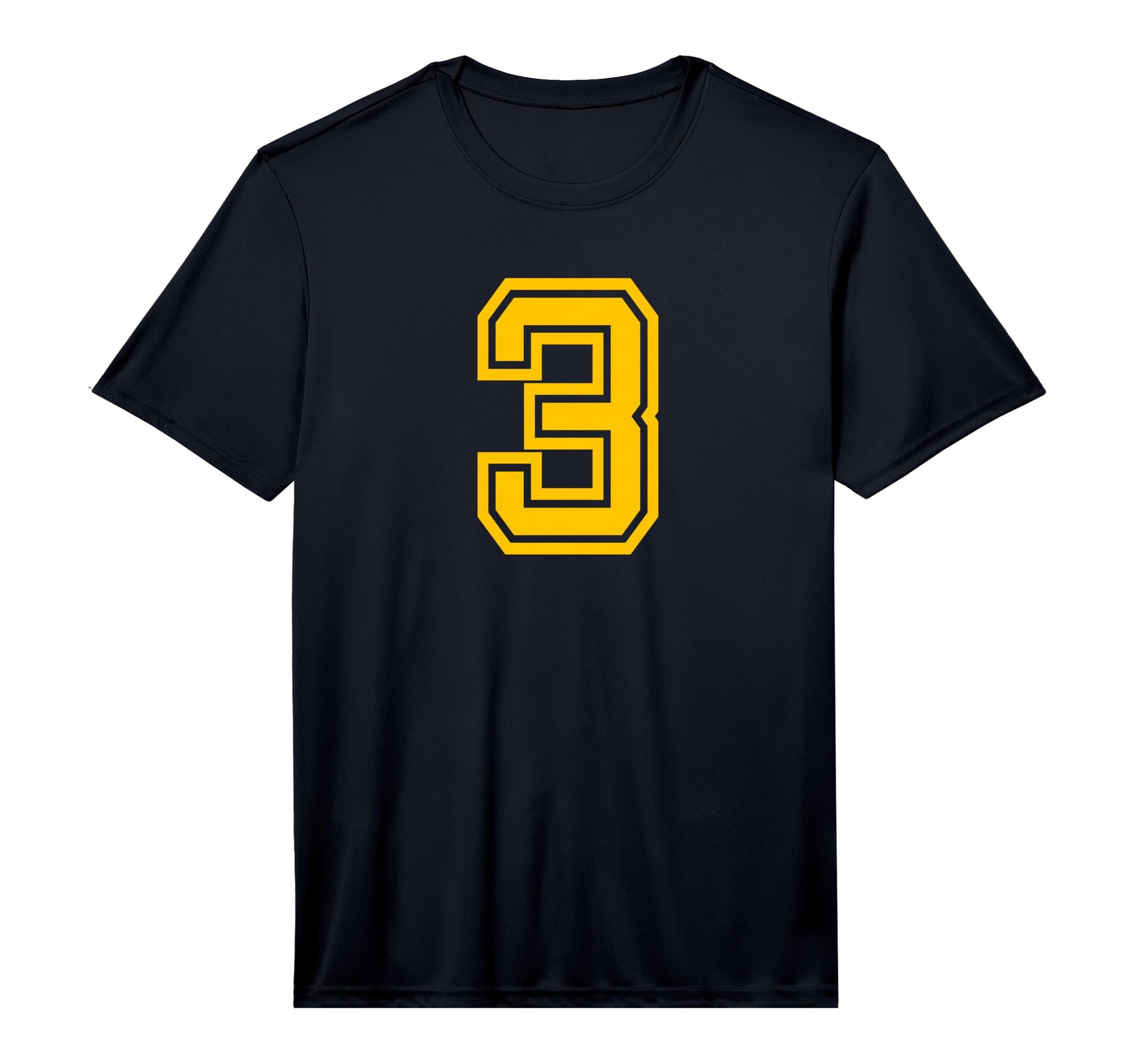 Yellow Sports Team Number 3 Performance T-Shirt - Graphic Print for Adults - T-Shirt, Sweatshirt, Hoodie