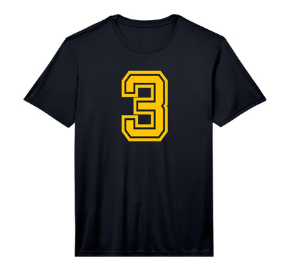 Yellow Sports Team Number 3 Performance T-Shirt - Graphic Print for Adults - T-Shirt, Sweatshirt, Hoodie