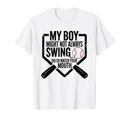 Funny Baseball Parent Swing Joke T-Shirt - Minimalist Print Men Women - T-Shirt, Sweatshirt, Hoodie