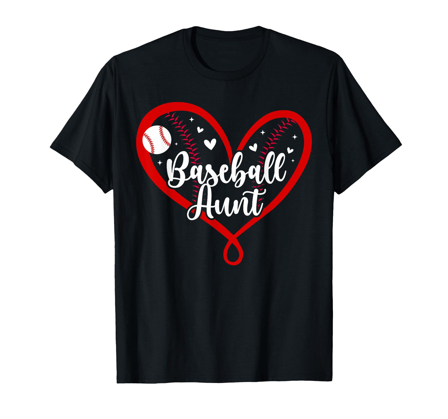 Baseball Aunt Heart Aunt Baseball T-Shirt - Fun Novelty Design for Adults - T-Shirt, Sweatshirt, Hoodie