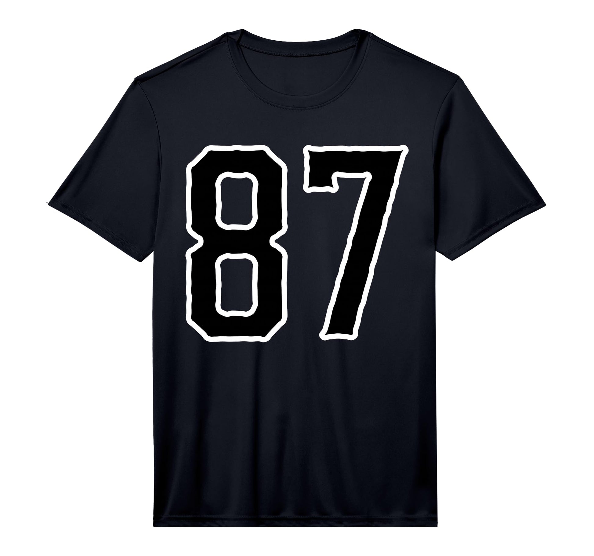 White Black Sports Team Number 87 T-Shirt - Casual Everyday Wear Unisex - T-Shirt, Sweatshirt, Hoodie
