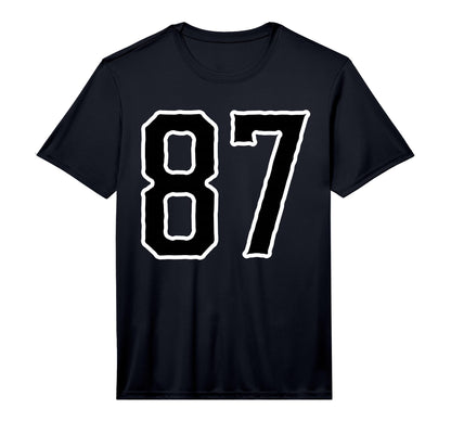 White Black Sports Team Number 87 T-Shirt - Casual Everyday Wear Unisex - T-Shirt, Sweatshirt, Hoodie