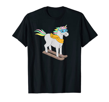 Ski Lovers T Shirts Unicorn Skiing T-Shirt - Minimalist Print for Adults - T-Shirt, Sweatshirt, Hoodie
