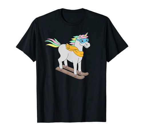 Ski Lovers T Shirts Unicorn Skiing T-Shirt - Minimalist Print for Adults - T-Shirt, Sweatshirt, Hoodie