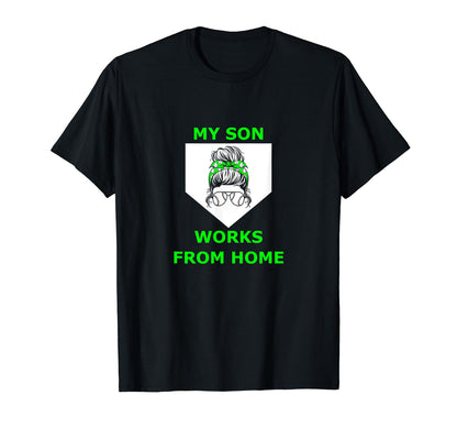Funny Messy Bun Baseball Mom My Son T-Shirt - Custom Art Print Unisex - T-Shirt, Sweatshirt, Hoodie