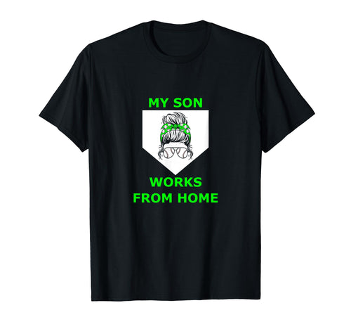 Funny Messy Bun Baseball Mom My Son T-Shirt - Custom Art Print Unisex - T-Shirt, Sweatshirt, Hoodie
