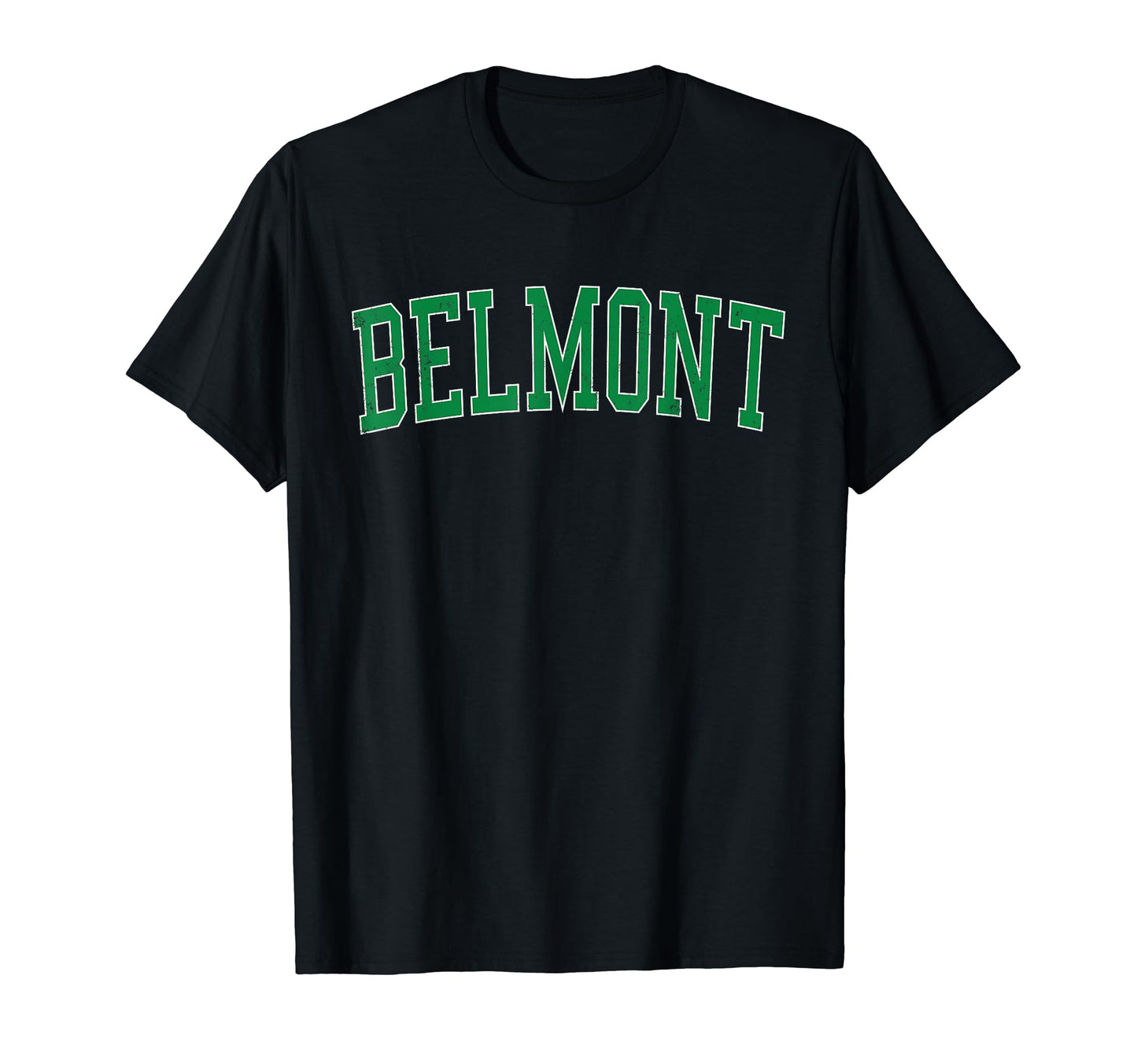 Belmont Ca Distressed Green Varsity T-Shirt - Unique Graphic for Adults - T-Shirt, Sweatshirt, Hoodie