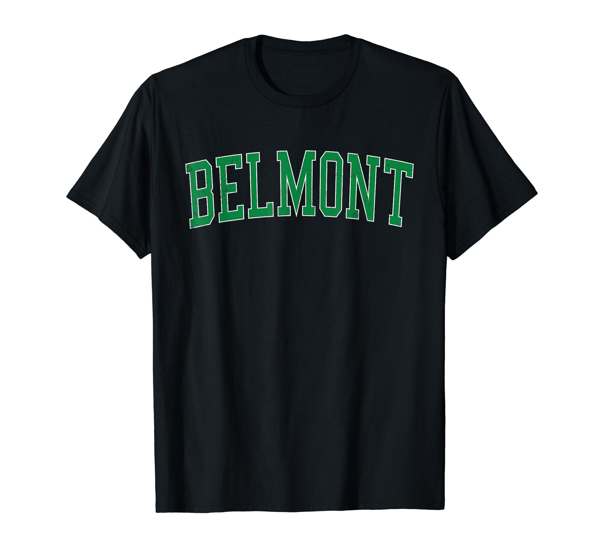 Belmont Ca Distressed Green Varsity T-Shirt - Unique Graphic for Adults - T-Shirt, Sweatshirt, Hoodie